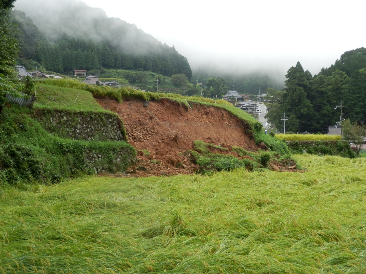 2013年9月2日 集中豪雨 - 崩れた石垣（クローズアップ）