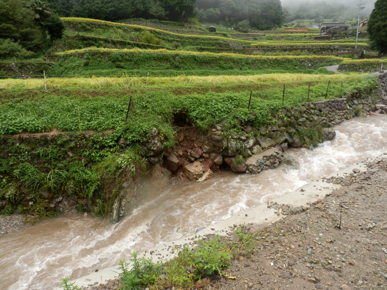 2013年9月2日 集中豪雨 - 崩れた護岸