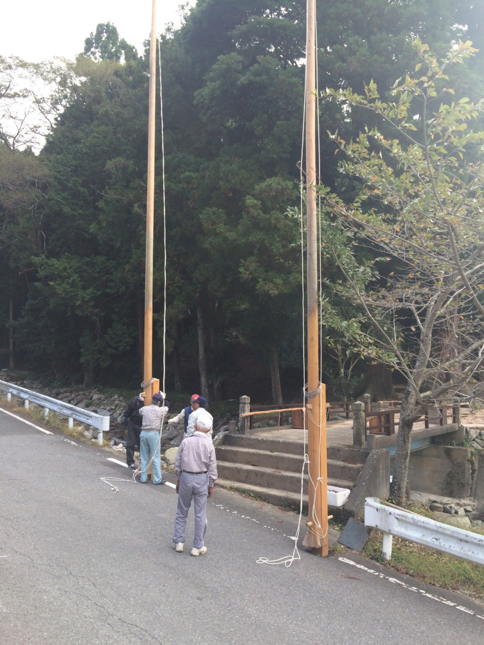 2014年 秋祭宵宮 - 幟旗の棹が立った