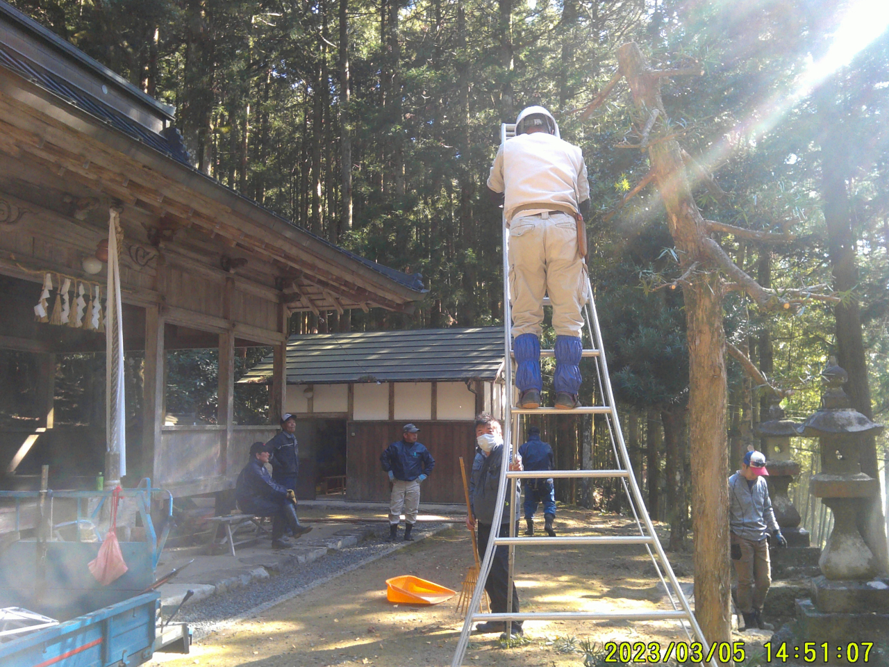 2023年 春の宮普請・鹿柵点検 - 剪定作業