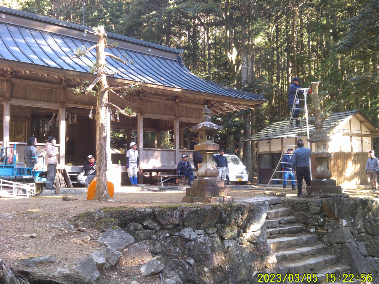 2023年 春の宮普請・鹿柵点検 - 剪定作業